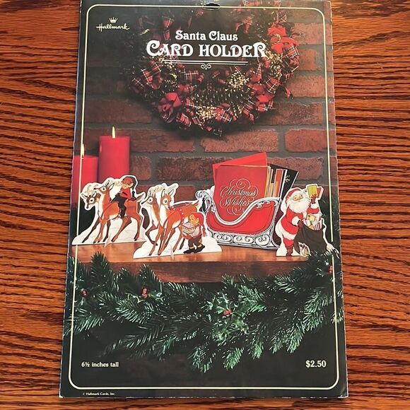 Vintage Hallmark honeycomb Thanksgiving turkey & Santa Christmas Card holder - Picture 4 of 11